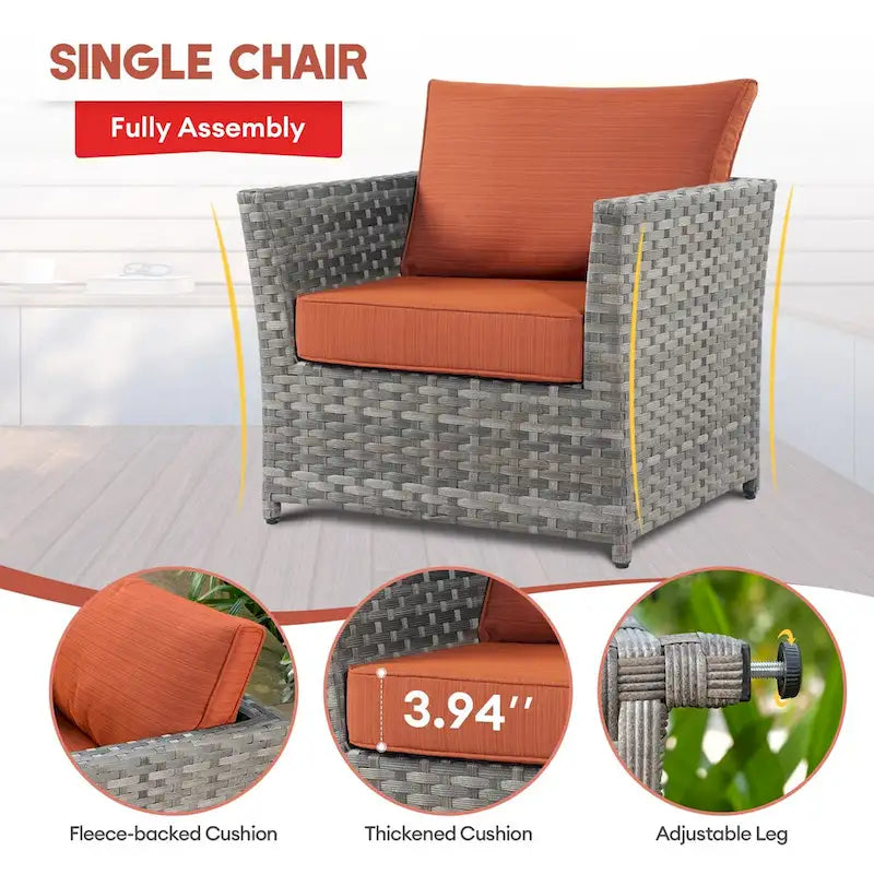 Ensemble de mobilier de patio XIZZI 9 pièces avec fauteuils à bascule pivotants