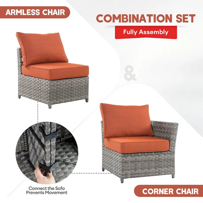 Ensemble de mobilier de patio XIZZI 9 pièces avec fauteuils à bascule pivotants