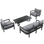 Ensemble de patio d'extérieur en acier 4 pièces avec table et coussins