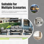 Ensemble de patio d'extérieur en acier 4 pièces avec table et coussins