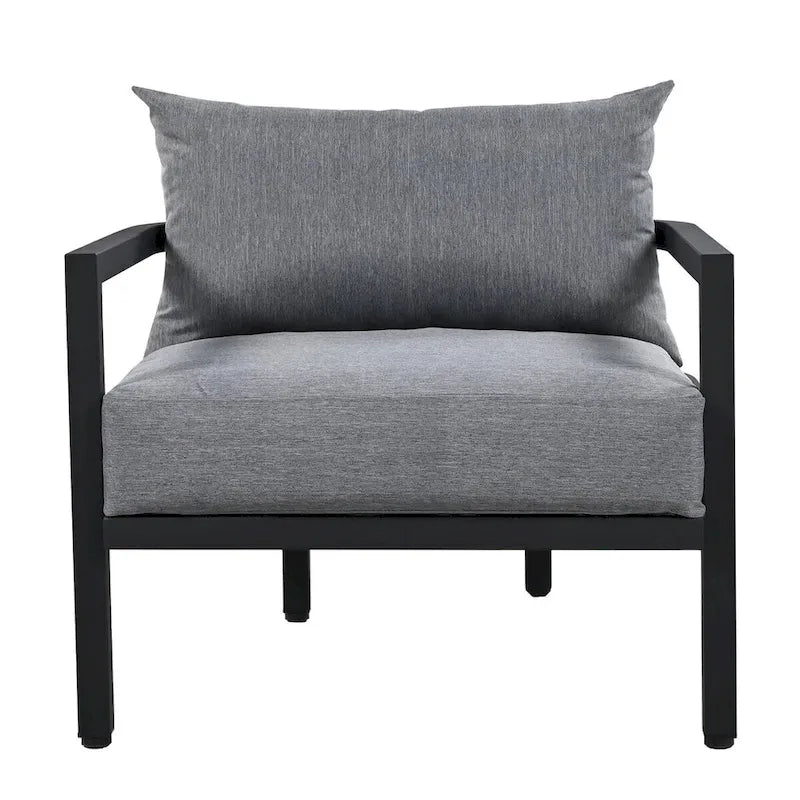 Ensemble de patio d'extérieur en acier 4 pièces avec table et coussins