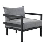 Ensemble de patio d'extérieur en acier 4 pièces avec table et coussins