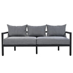 Ensemble de patio d'extérieur en acier 4 pièces avec table et coussins