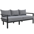 Ensemble de patio d'extérieur en acier 4 pièces avec table et coussins