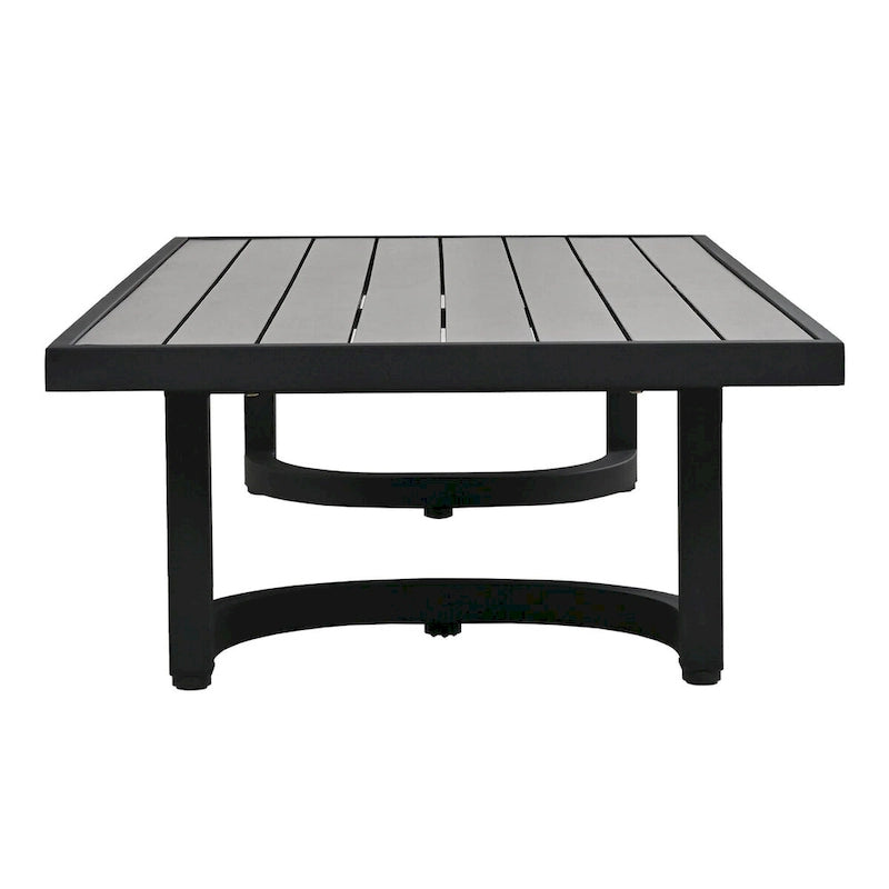 Ensemble de patio d'extérieur en acier 4 pièces avec table et coussins