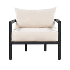 Ensemble de patio d'extérieur en acier 4 pièces avec table et coussins