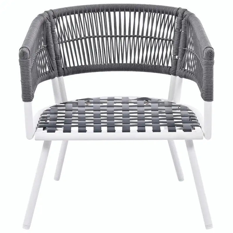 Ensemble de mobilier de jardin bohème en corde 4 pièces : salon de jardin avec table en bois d’acacia et coussins épais