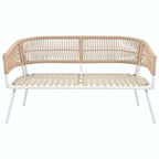 Ensemble de mobilier de jardin bohème en corde 4 pièces : salon de jardin avec table en bois d’acacia et coussins épais