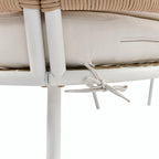 Ensemble de mobilier de jardin bohème en corde 4 pièces : salon de jardin avec table en bois d’acacia et coussins épais