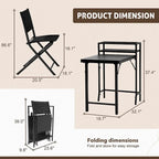 Ensemble bistro de patio 3 pièces, ensemble de patio comprenant une table et des chaises pliantes - 2 places assises