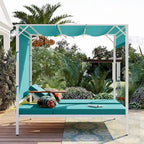 Bain de soleil d'extérieur avec coussins et sièges réglables pour jardin et piscine