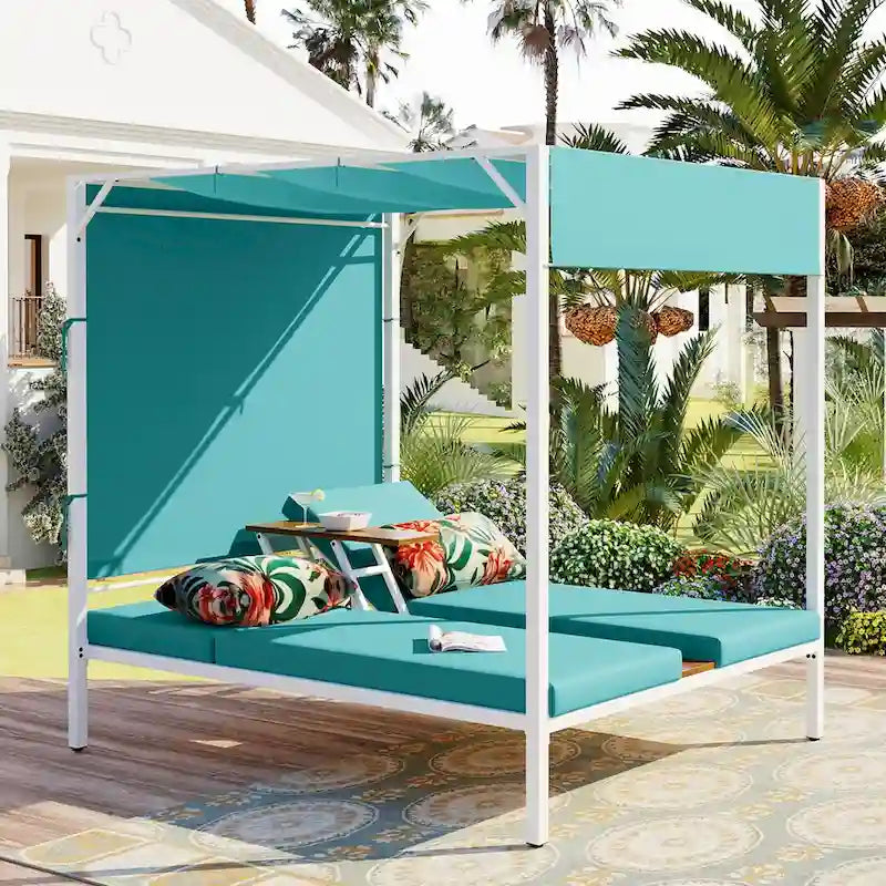 Bain de soleil d'extérieur avec coussins et sièges réglables pour jardin et piscine