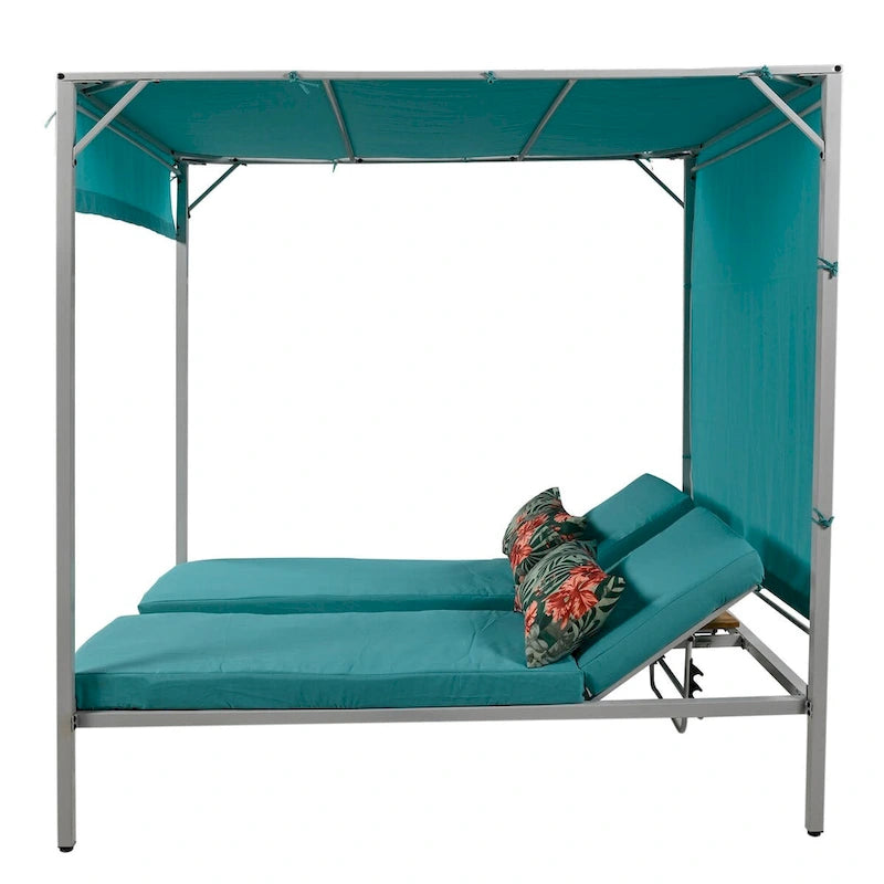Bain de soleil d'extérieur avec coussins et sièges réglables pour jardin et piscine