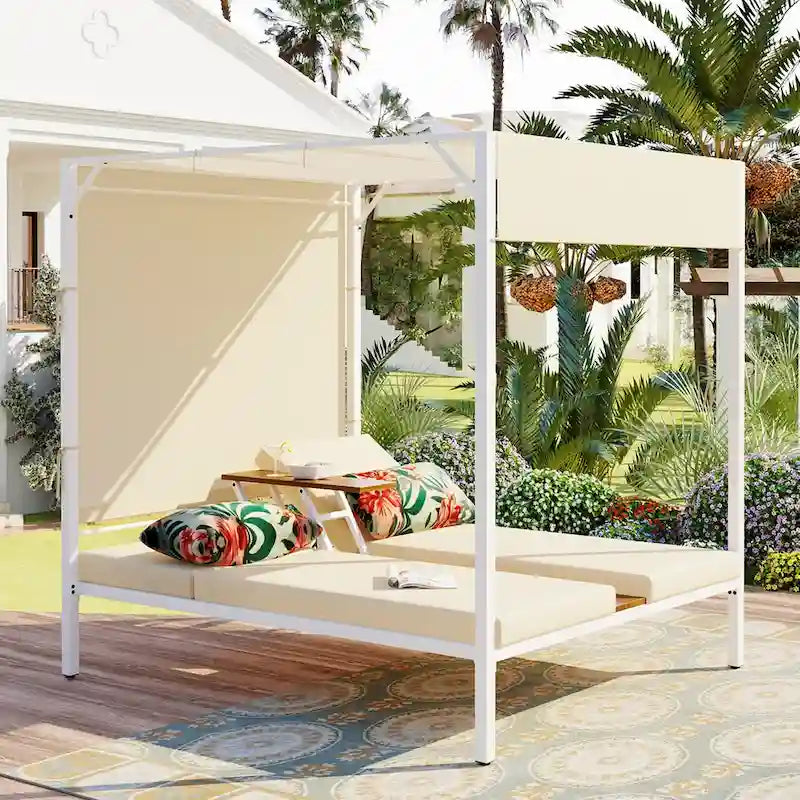 Bain de soleil d'extérieur avec coussins et sièges réglables pour jardin et piscine