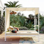 Bain de soleil d'extérieur avec coussins et sièges réglables pour jardin et piscine