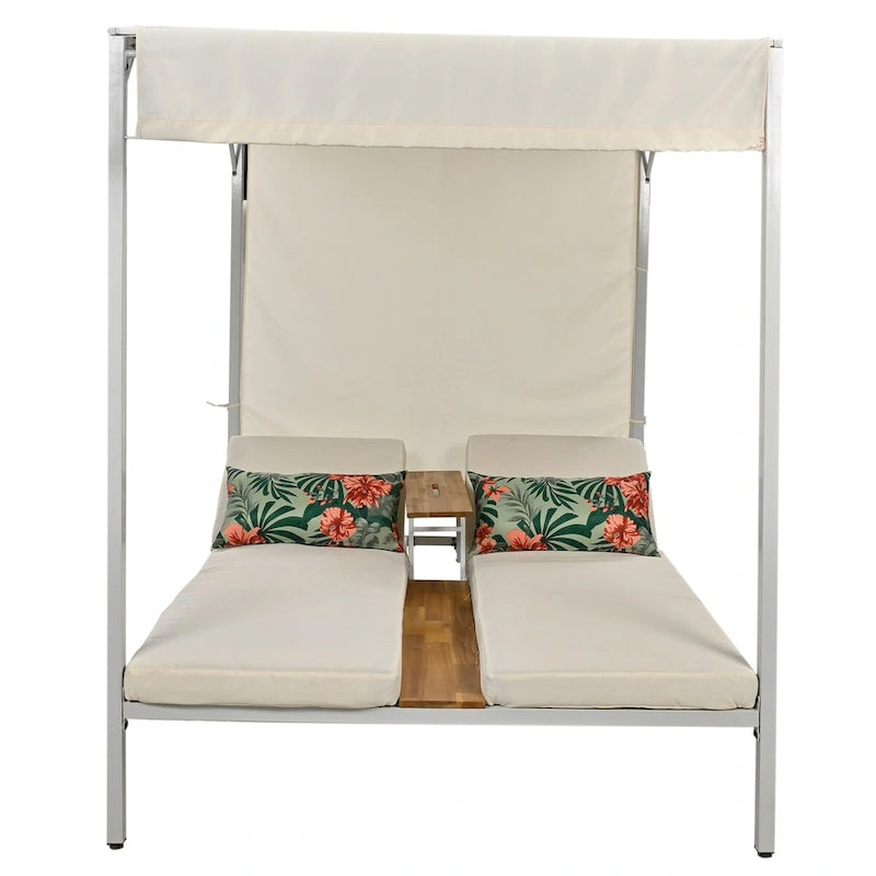 Bain de soleil d'extérieur avec coussins et sièges réglables pour jardin et piscine