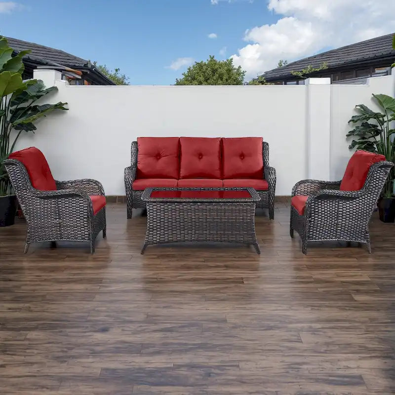 Ensemble canapé et fauteuil d'extérieur Gymojoy 4 pièces avec table basse