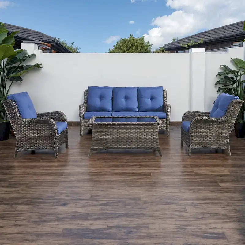 Ensemble canapé et fauteuil d'extérieur Gymojoy 4 pièces avec table basse