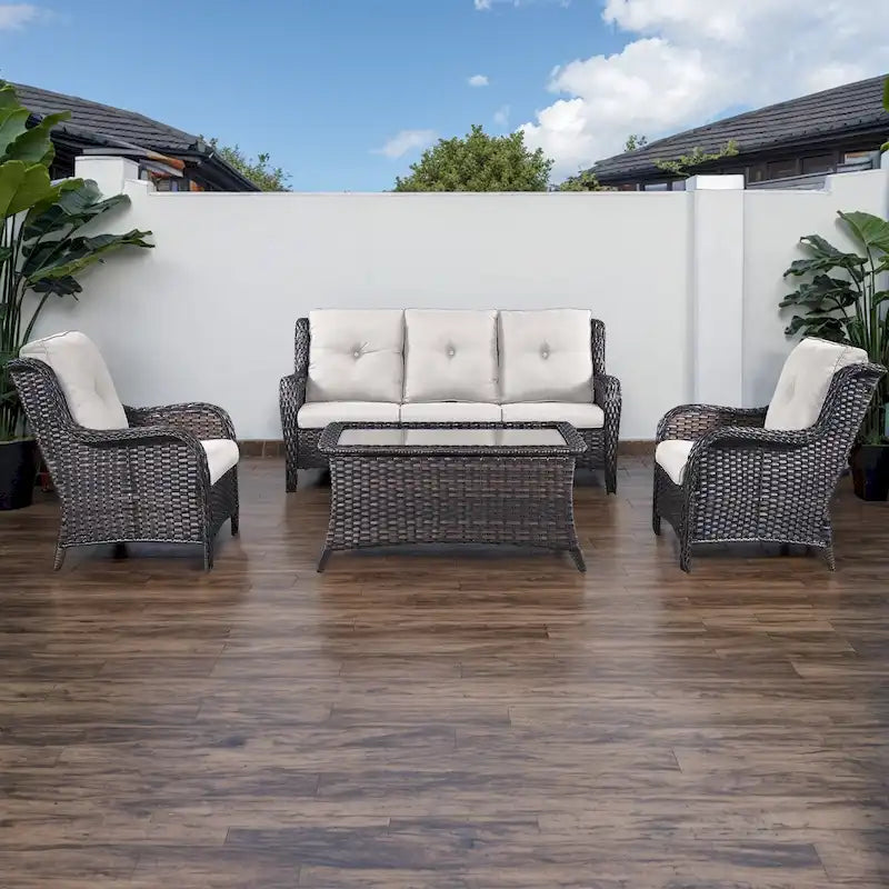 Ensemble canapé et fauteuil d'extérieur Gymojoy 4 pièces avec table basse