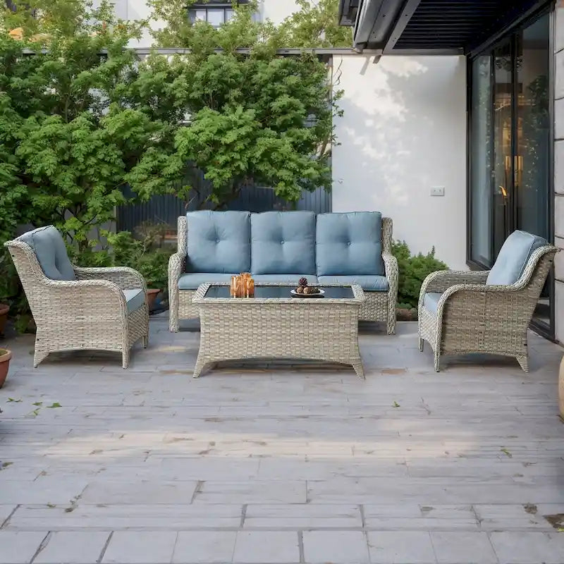 Ensemble canapé et fauteuil d'extérieur Gymojoy 4 pièces avec table basse