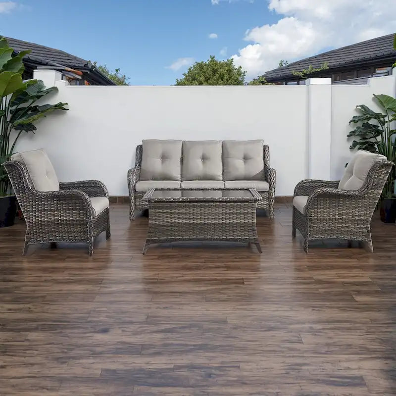 Ensemble canapé et fauteuil d'extérieur Gymojoy 4 pièces avec table basse