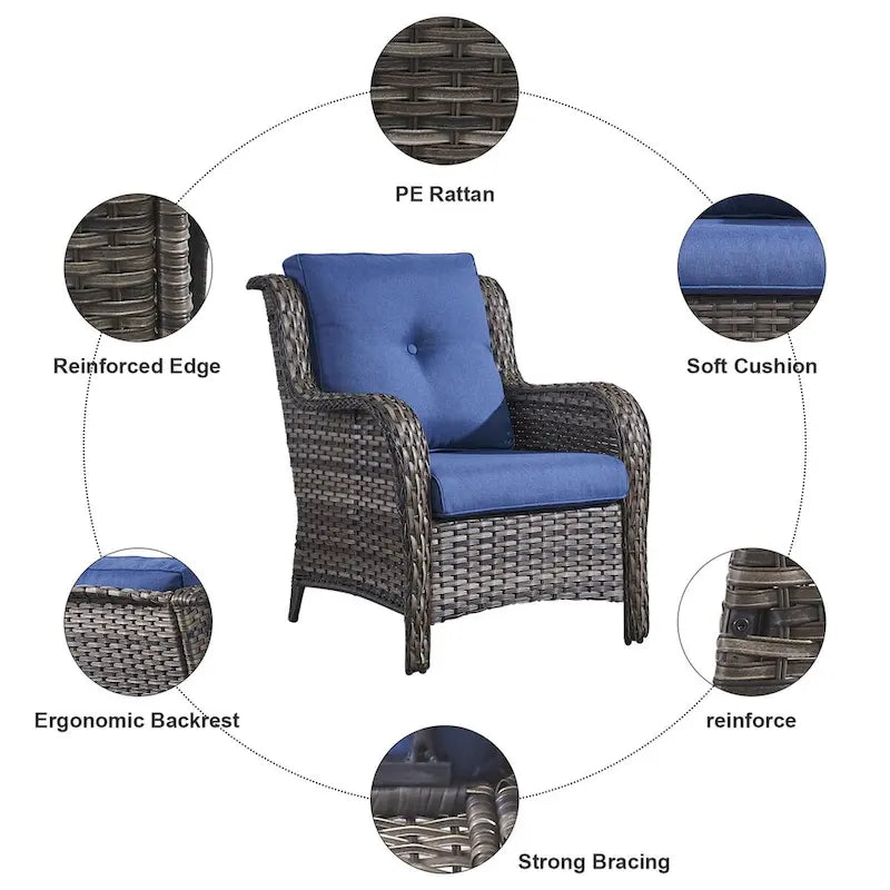 Ensemble canapé et fauteuil d'extérieur Gymojoy 4 pièces avec table basse