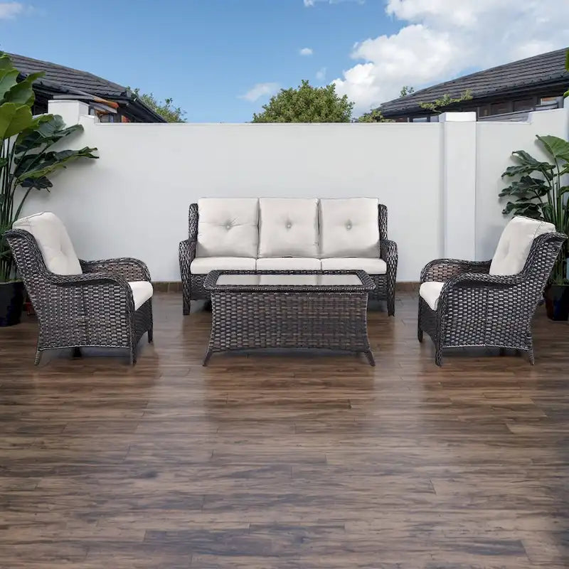 Ensemble canapé et fauteuil d'extérieur Gymojoy 4 pièces avec table basse