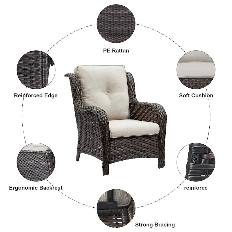 Ensemble canapé et fauteuil d'extérieur Gymojoy 4 pièces avec table basse