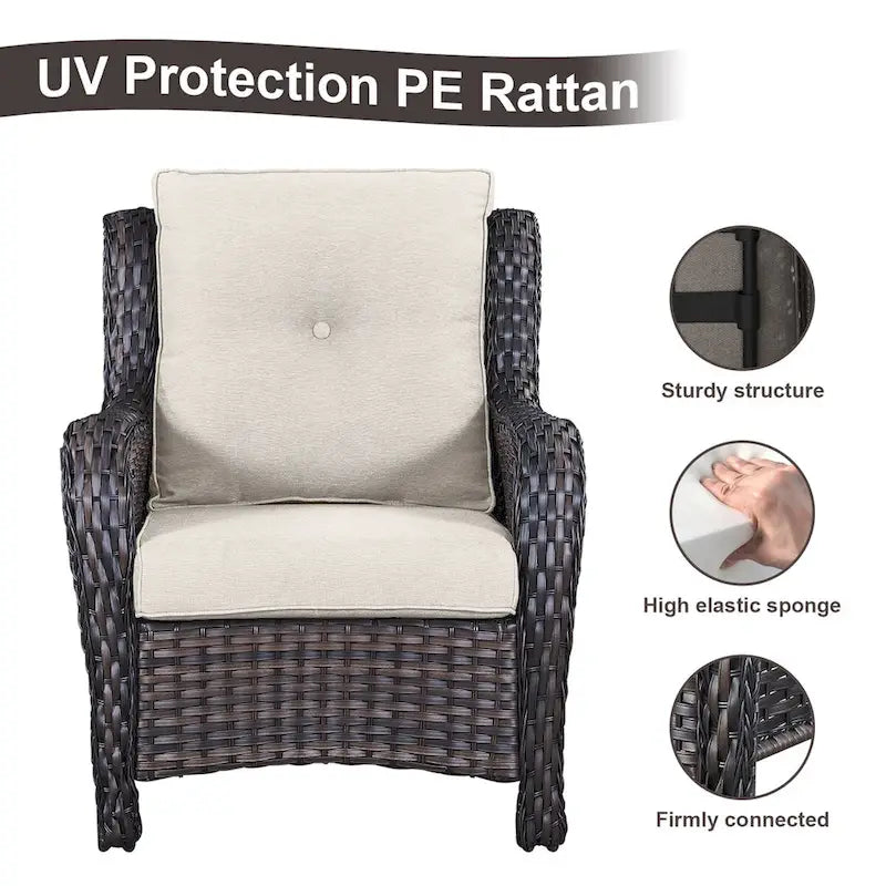 Ensemble canapé et fauteuil d'extérieur Gymojoy 4 pièces avec table basse