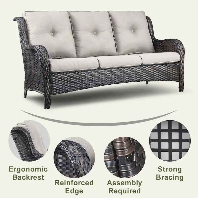 Ensemble canapé et fauteuil d'extérieur Gymojoy 4 pièces avec table basse