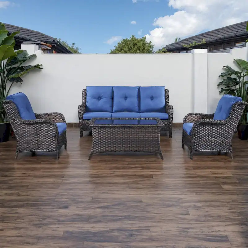 Ensemble canapé et fauteuil d'extérieur Gymojoy 4 pièces avec table basse