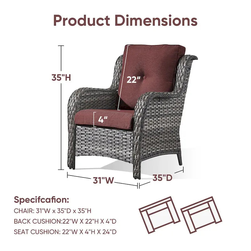 Ensemble canapé et fauteuil d'extérieur Gymojoy 4 pièces avec table basse