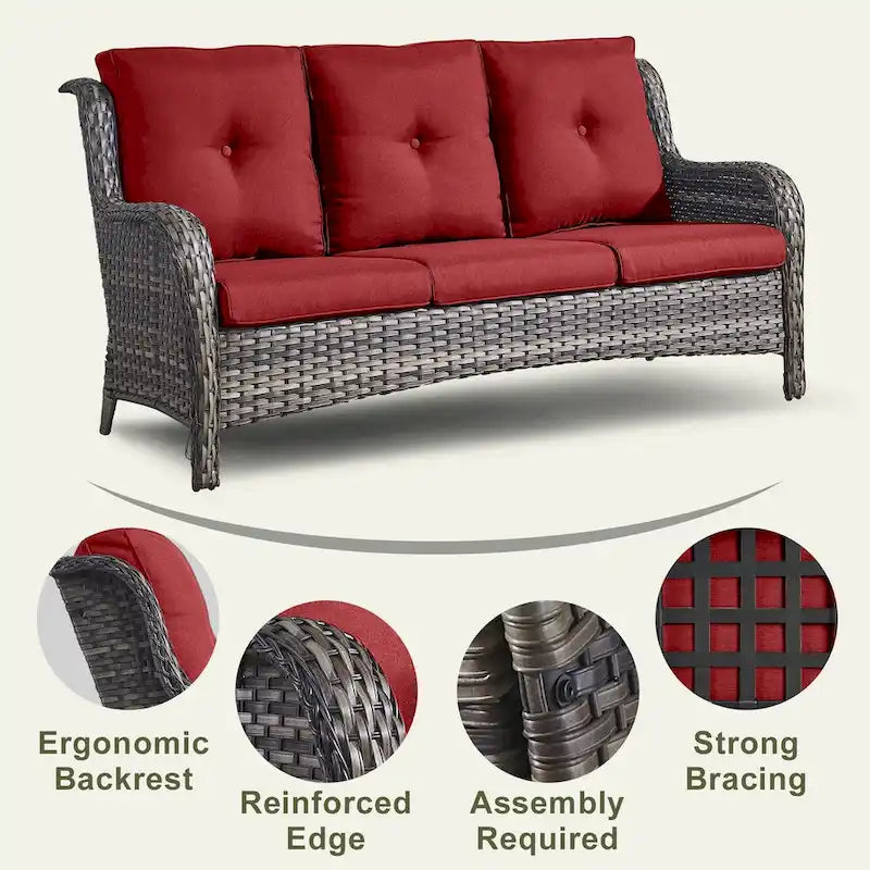 Ensemble canapé et fauteuil d'extérieur Gymojoy 4 pièces avec table basse