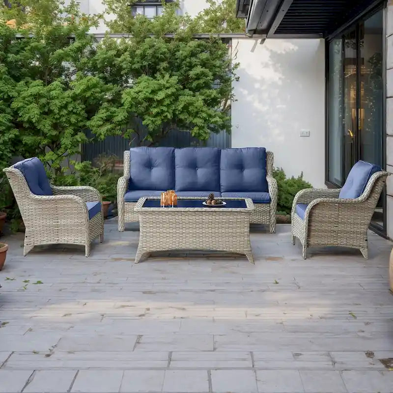 Ensemble canapé et fauteuil d'extérieur Gymojoy 4 pièces avec table basse