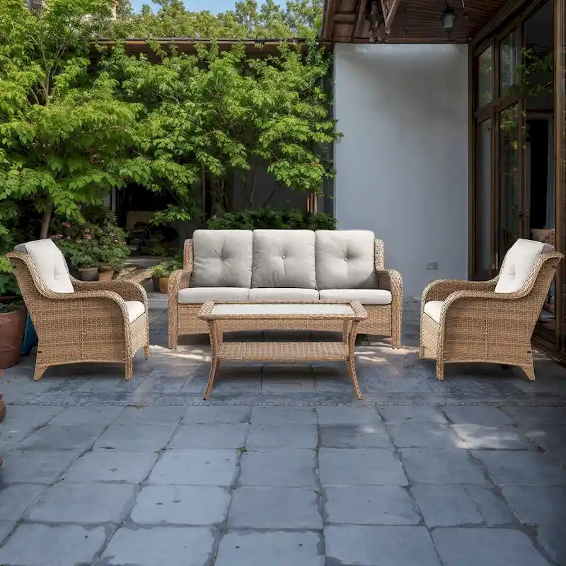 Ensemble canapé et fauteuil d'extérieur Gymojoy 4 pièces avec table basse