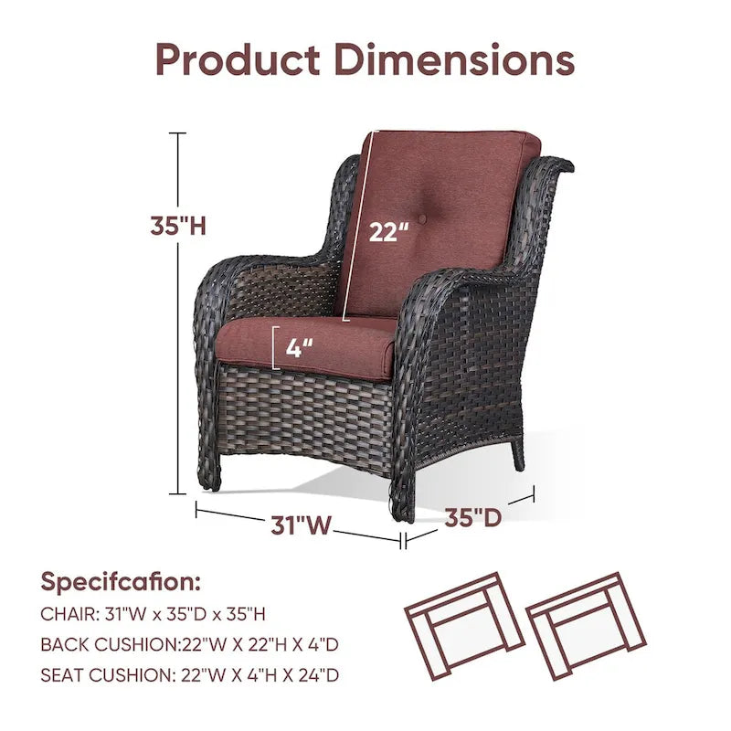 Ensemble canapé et fauteuil d'extérieur Gymojoy 4 pièces avec table basse