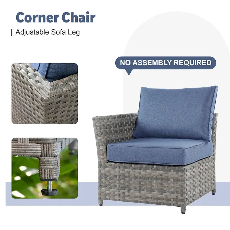 Ensemble de mobilier de patio extérieur XIZZI 10 pièces en rotin tressé avec foyer