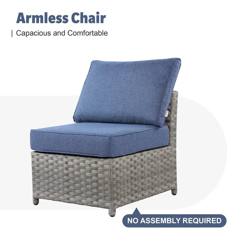 Ensemble de mobilier de patio extérieur XIZZI 10 pièces en rotin tressé avec foyer