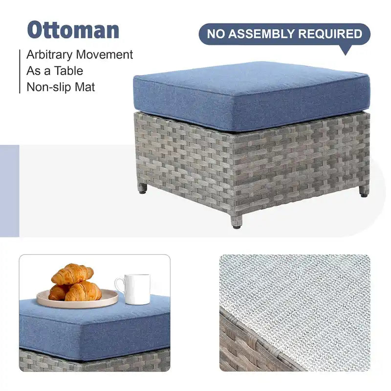 Ensemble de mobilier de patio extérieur XIZZI 10 pièces en rotin tressé avec foyer