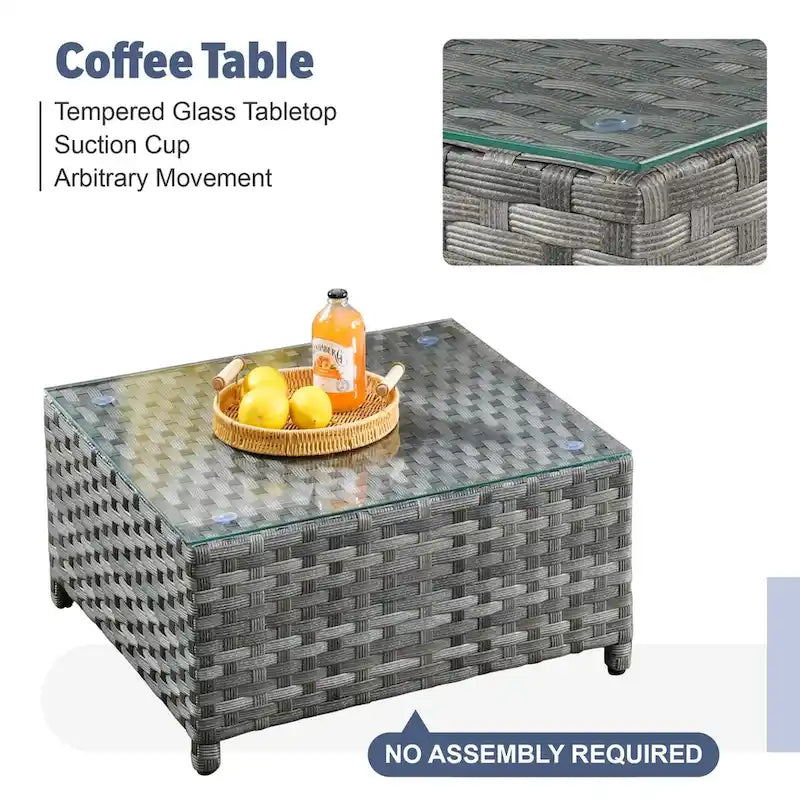 Ensemble de mobilier de patio extérieur XIZZI 10 pièces en rotin tressé avec foyer