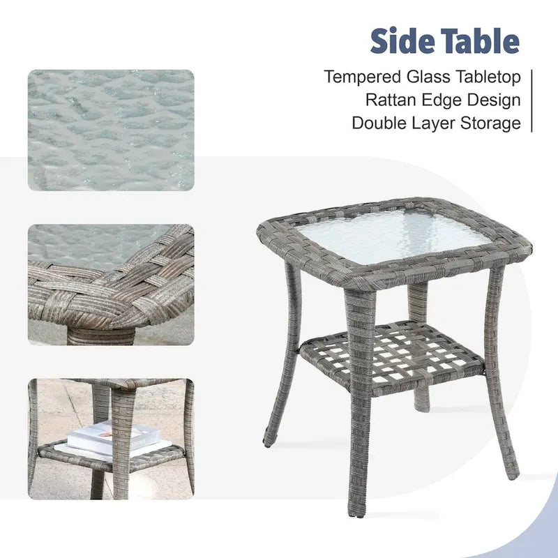 Ensemble de mobilier de patio extérieur XIZZI 10 pièces en rotin tressé avec foyer
