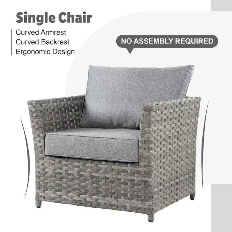 Ensemble de mobilier de patio extérieur XIZZI 10 pièces en rotin tressé avec foyer