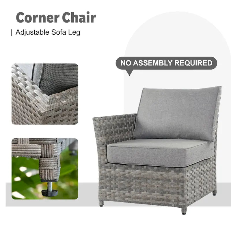 Ensemble de mobilier de patio extérieur XIZZI 10 pièces en rotin tressé avec foyer