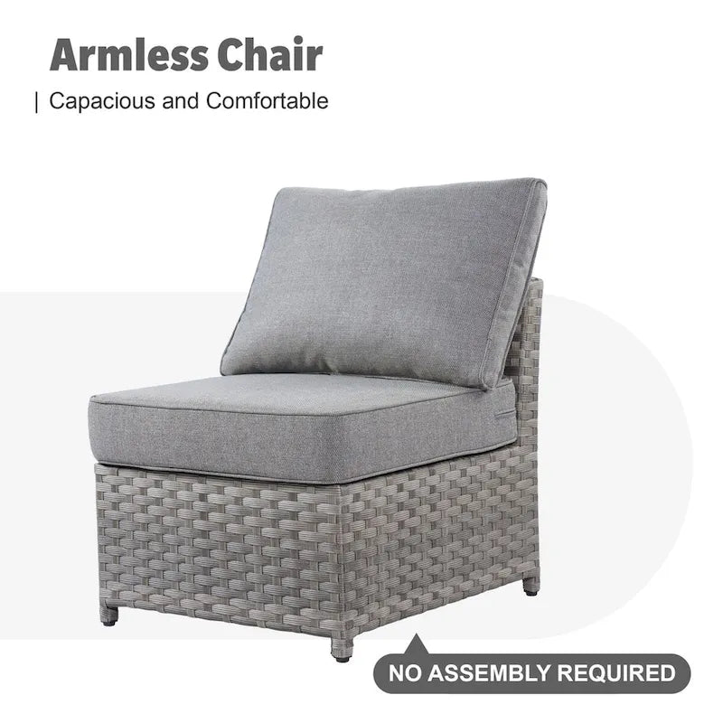 Ensemble de mobilier de patio extérieur XIZZI 10 pièces en rotin tressé avec foyer