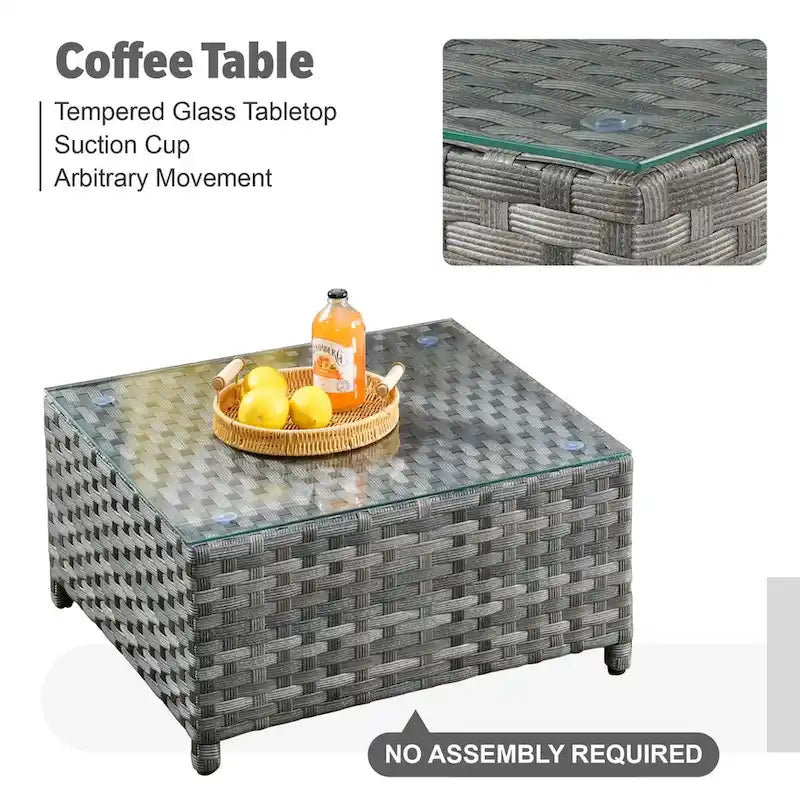Ensemble de mobilier de patio extérieur XIZZI 10 pièces en rotin tressé avec foyer