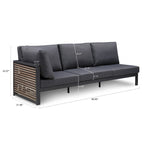 Canapé d'angle de terrasse Cadora en teck, 3 places, angle droit, 96,85 - Non disponible