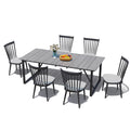 Ensemble de salle à manger d'extérieur en aluminium avec table rectangulaire et chaises