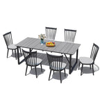 Ensemble de salle à manger d'extérieur en aluminium avec table rectangulaire et chaises
