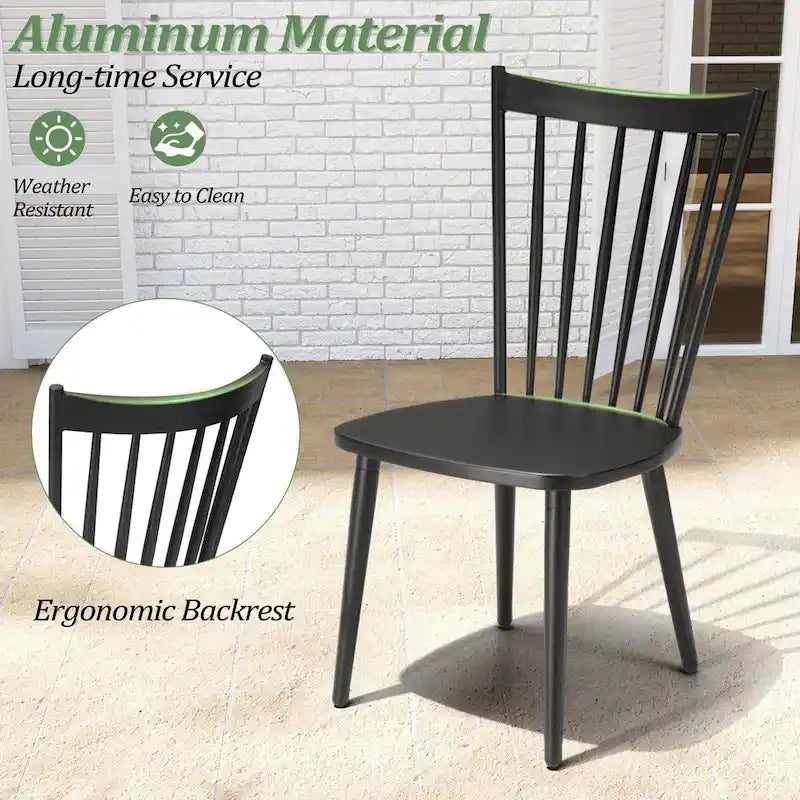 Ensemble de salle à manger d'extérieur en aluminium avec table rectangulaire et chaises