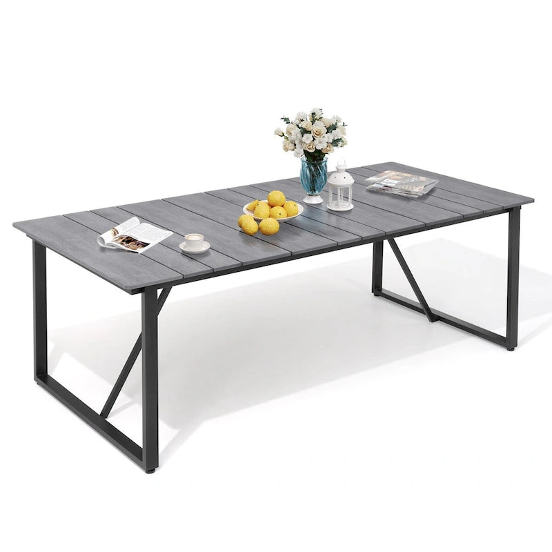 Ensemble de salle à manger d'extérieur en aluminium avec table rectangulaire et chaises